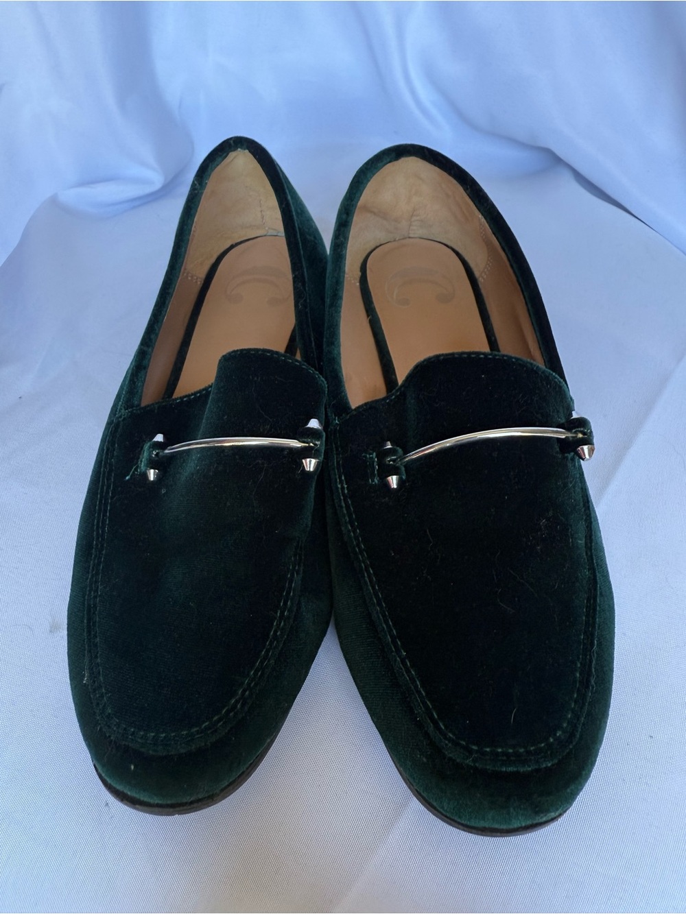 Charming Charlie Emerald Green Velvet Horsebit Loafers Size 7 - Picture 4 of 9